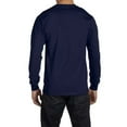 thumbnail image 4 of Hanes Essential-T Men's Long Sleeve T-Shirt | Soft Crew Neck 100 Cotton Tee, Navy, Size S, 5 oz, 4 of 5