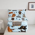 thumbnail image 5 of Homewish Funny Dachshund Queen Comforter Set,Gray Paw Print Comforter Sets Queen,Light Blue Polka Dot Decor,Polkadot Reversible,3 Pieces,1 Comforter and 2 Pillowcases, 5 of 7