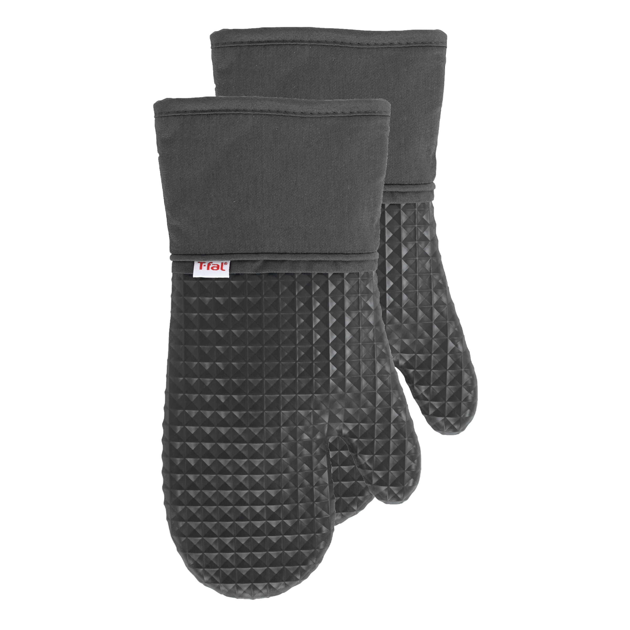 T-fal Flexible Waffle Silicone Oven Mitts, Set of Two, Charcoal