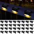 thumbnail image 1 of 32 luces solares para cubierta, IP65, impermeables, luces solares LED para exteriores, luces solares para valla con adhesivo de montaje y tornillos, luces LED cálidas decorativas para escalones, valla, 1 of 8