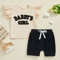 thumbnail image 2 of Bagilaanoe 2pcs Toddler Baby Girl Shorts Set Short Sleeve Letter Print T Shirt Tops + Shorts 6M 12M 18M 24M 3T Kids Casual Summer Clothes, 2 of 8