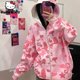 thumbnail image 2 of Sudadera con capucha bordada con estampado de estrella de camuflaje de Hello Kitty para mujer, abrigo informal holgado con cremallera, ropa de moda americana, 2 of 3