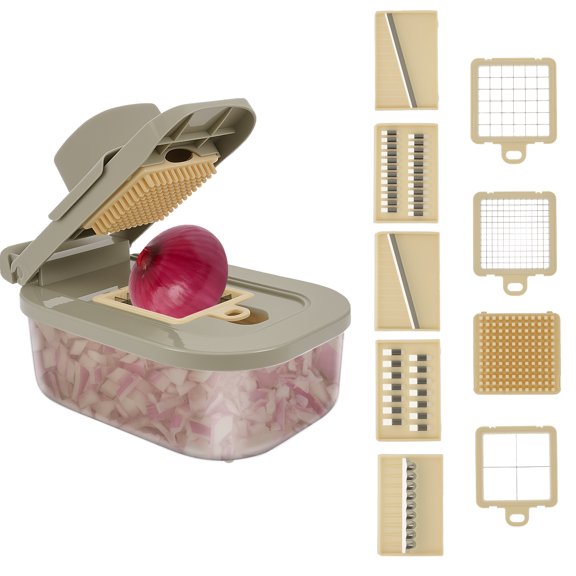 Grusce Vegetable Chopper Onion Cutter, 9 in 1 Kitchen Food Chopper Cutter, Multifunctional Food Chopper for Potato, Tomato, Veggie with Strainer Basket