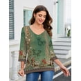 thumbnail image 4 of Zeagoo Women's Blouse 3/4 Length Sleeve V Neck Dressy Floral Tunic Top Soft Lightweight Summer Tees Business Casual Work Tops, 4 of 7