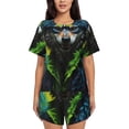 thumbnail image 1 of Balery Realistic Style Wolf Warrior Conjunto de Pijama para Mujer con Estampado, Dos Piezas de Manga Corta y Shorts, Ropa de Dormir Suave con Cuello Redondo y Bolsillos-X-Large, 1 of 6