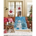 thumbnail image 3 of Christmas Snowman Flannel Blanket for Bed,Travel and Camping, Snowman Xmas Tree Snowflakes Light Blue Super Soft Cozy Blanket for All Seasons 60" x 80", 3 of 6