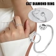 thumbnail image 2 of Vintage Crystal Cat Foot Adjustable Rings Silver Women Jewellery, 2 of 8