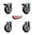 thumbnail image 2 of 5 Inch Thermo Rubber Wheel Swivel Bolt Hole Caster Set with 2 Posi Lock Brakes, 2 of 2