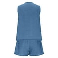 thumbnail image 3 of Women 2 Piece Jean Outfits Sleeveless V Neck Tie Front Vests with Shorts Suits Trendy Summer 2025 Casual Cute Denim Sets Lady 2 Piece Summer Cotton Linen Outfits Sets Light Blue L, 3 of 6