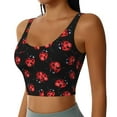 thumbnail image 2 of Fotbe Beautiful Red Ladybug Pattern Womens' Sports Bra Longline Wirefree Padded with Medium Support Sports Moisture-Wicking Workou Vest,Tank Top-Large, 2 of 7