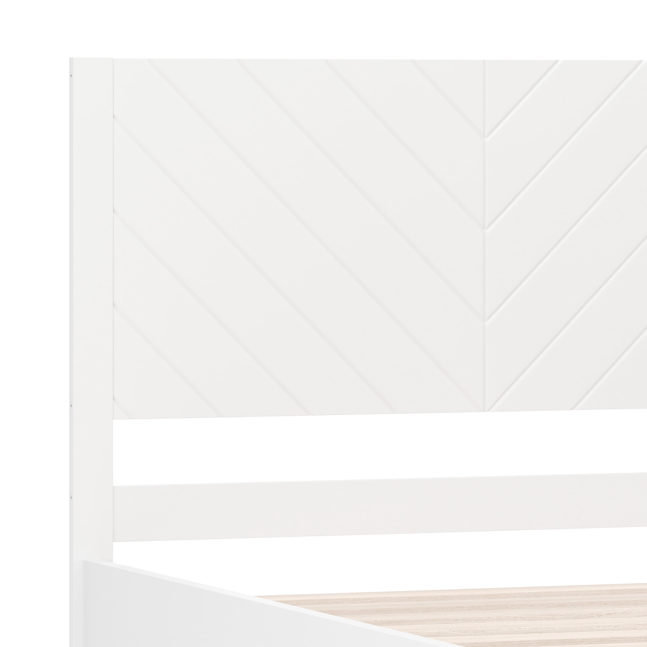 Buzz & Bloom Kids Twin-Size Platform Bed with Panel Headboard and Footboard, White