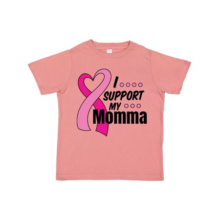 

Inktastic Breast Cancer Awareness I Support My Momma with Pink Ribbon Gift Toddler Boy or Toddler Girl T-Shirt