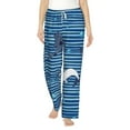 thumbnail image 2 of Goofa Sharks on White Blue Striped Printed Soft Pajama Pants for Women, Wide Leg Comfy Casual Lounge Yoga Pants-XX-Large, 2 of 9