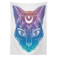 thumbnail image 3 of Ambesonne Boho Tablecloth Rectangular Table Cover, Cat Head Moon and Star, 60"x90", Blue Violet Cinnamon, 3 of 4