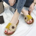thumbnail image 4 of Fesfesfes Fesfesfes Sandals Women Summer Clip-Toe Sunflower Decor Faux Leather Sandals Shoes Comfy Flats Flip-Flops Casual Beach Sandals, 4 of 8