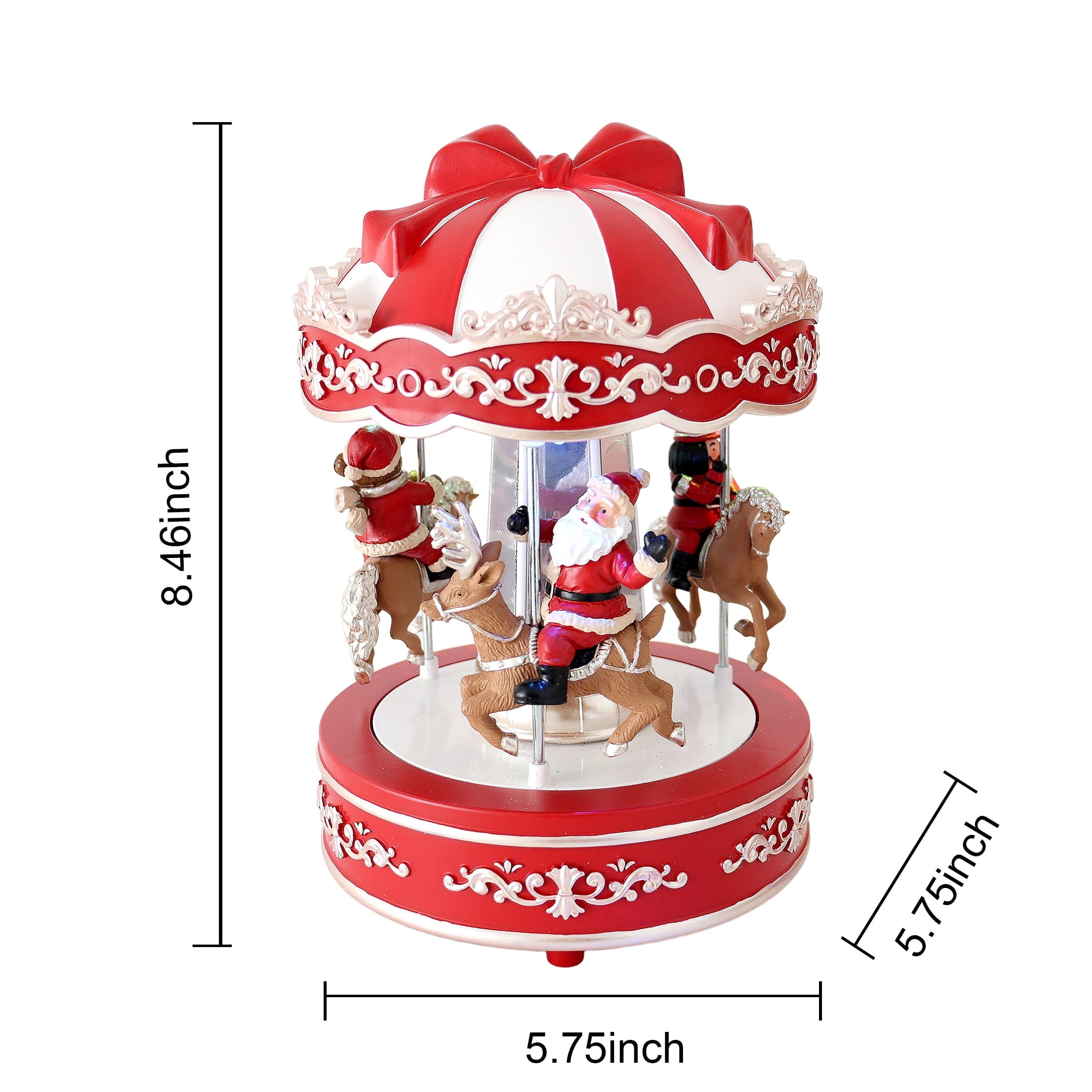 Light-Up and Musical Animated Carousel Christmas Village Decoration, Multicolor, 8", by Holiday Time