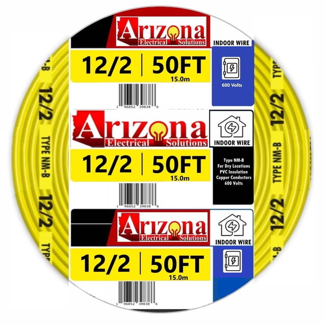 Cable ARIZONA ELECTRICAL SOLUTIONS 12/2, tipo NM-B, cobre, 50 pies