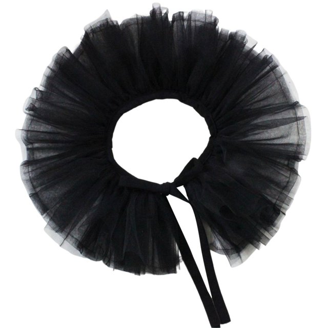 Guardurnaity Accesorio de disfraz de Halloween con cuello de volantes de tul para mujer, chal, solapa desmontable, blanco Accesorios de disfraces Negro 4 capas