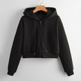 thumbnail image 2 of MuZeFu Black Zip up Hoodie Womens Womens Fall Casual Crewneck Shirts Zip Cropped Long Sleeve Hoodies Workout Short Tops Blouse, 2 of 3