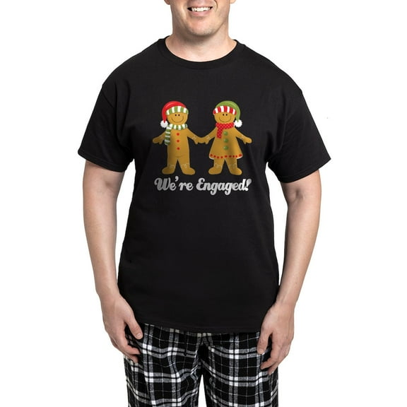 CafePress - We're Engaged Christmas Men's Dark Pajamas - Men's Dark Loose Fit Cotton Pajama Set