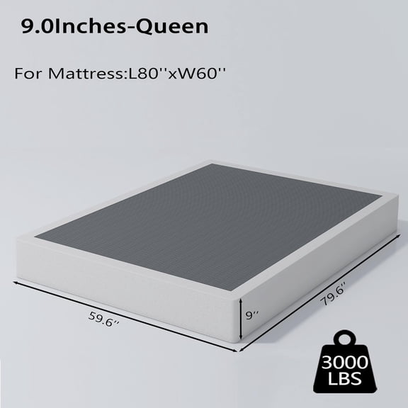 ALDRICH Box Spring 9 Inch Heavy Duty Metal Foundation with Non-Slip Cover for Memory Foam and Innerspring Mattresses