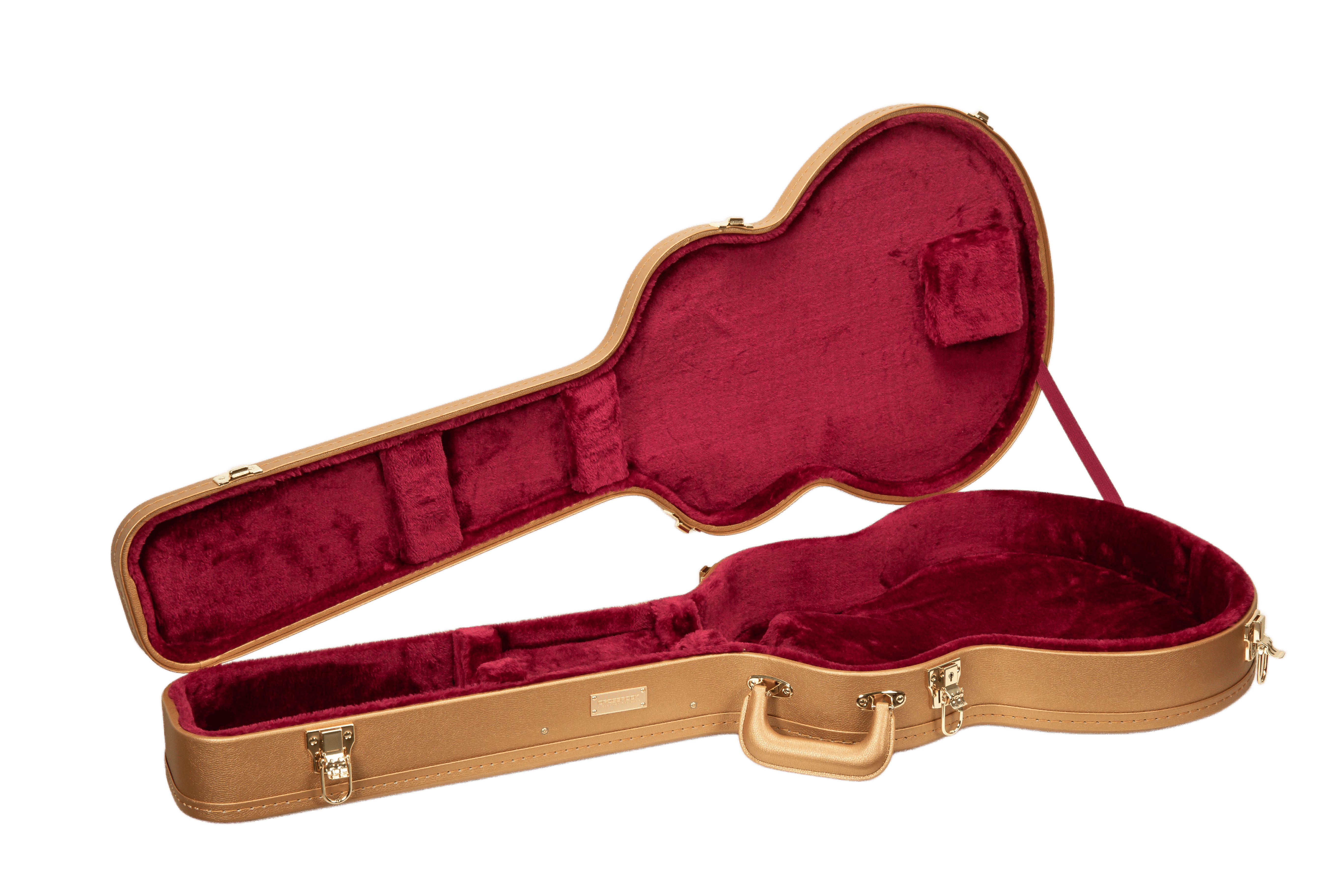 Crossrock Designer Series Case fits 335 Style 6-string Semi-Hollow Electric Guitars- Security Lock, Metal Feet, Storage Space- Luxury Gold