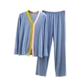 thumbnail image 3 of PNTUTB Pajama Set for Women Color Block Long Sleeve V-neck Top and Elastic Waist Pants Loose Casual Comfort Soft Two Piece Set, 3 of 7