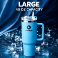 thumbnail image 2 of Flexthom - Quencher H2.0 Stainless Steel Vacuum Insulated Tumbler with Lid and Straw | 40oz Reusable Travel Mug for Water, Iced Tea, Coffee, and More | (Blue), 2 of 5