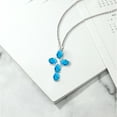 thumbnail image 4 of Gem Stone King 925 Sterling Silver Blue Simulated Opal Cross Pendant Necklace for Women (2.50 Cttw, Gemstone October Birthstone, Oval Cabochon 6X4MM, With 18 inch Silver Chain), 4 of 4