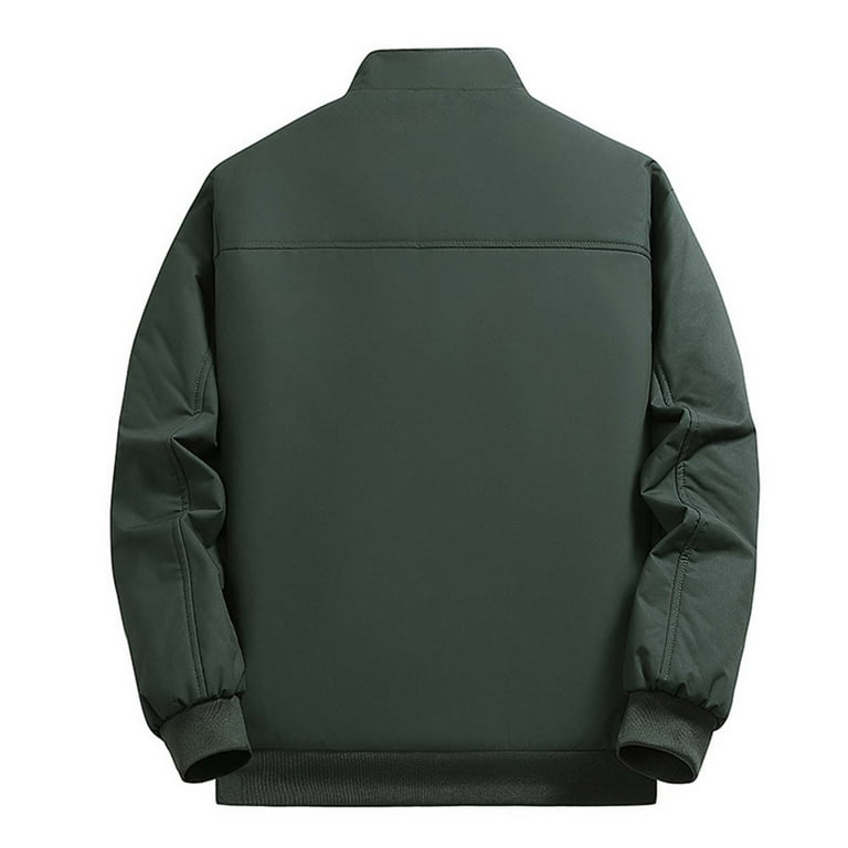 Men's Sherpa Lined Jacket No Hood Full Zip Casual Bomber Sport
