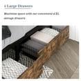 thumbnail image 5 of Allewie Queen Size Heavy Duty Metal Platform Bed Frame with 4 Large Storage Drawers, Strong Metal Slats, Brown, 5 of 8