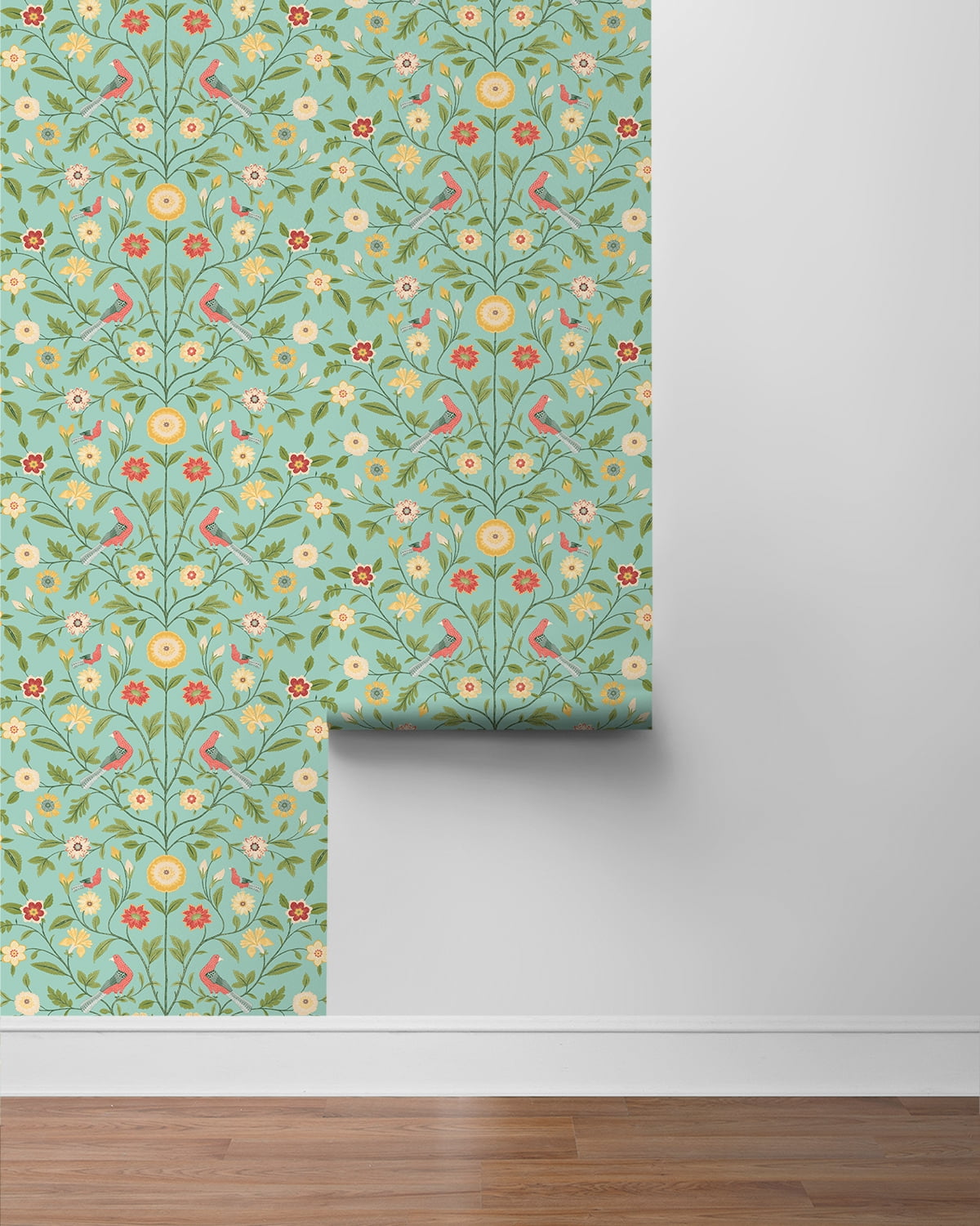 NextWall  Bird Toile Peel and Stick Wallpaper 20.5 in. W x 18 ft. L - Aquamarine