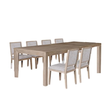 Kizie 7pc Dining Table Set, 94-118 Inch Extendable, Tawny Brown Chairs