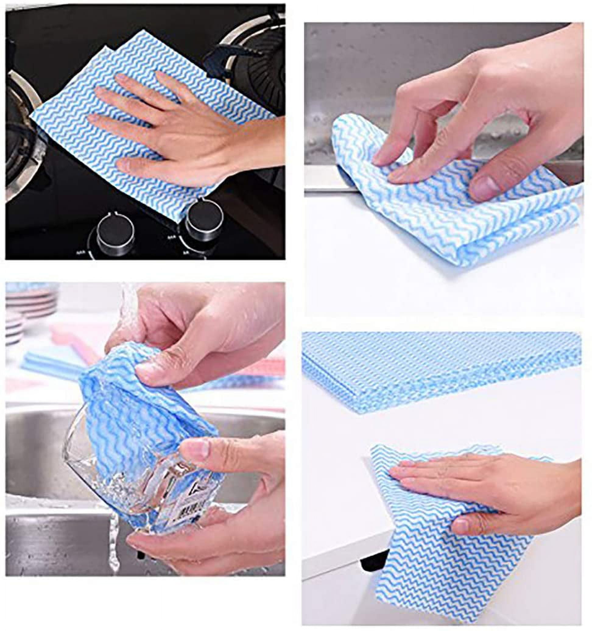 50Pcs/Roll Disposable Dish Cloth Home Cleaning Towels Kitchen Housework Dish  Cleaning Cloths Wiping Pad Absorbent Dry Quickly Dishcloth Bathroom Windows  Flooring Lazy Wash Rags(Blue) 