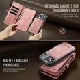 thumbnail image 6 of CaseMe Leather Case for iPhone 17 Pro,2 in 1 Detachable Wallet Case with 8-Card Holder Zipper Bills Slot,Magnetic Shockproof Flip Leather Cover Zipper Pocket Phone Cases,Pink,For iPhone 17 Pro, 6 of 11