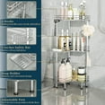 thumbnail image 3 of Corner Shower Caddy Standing - 3-Tier Stainless Steel Shower Organizer with Soap Holder and 4 Hooks, Large Capacity Corner Shelf Stand for Bathroom, Rest Room, Silver, 3 of 15