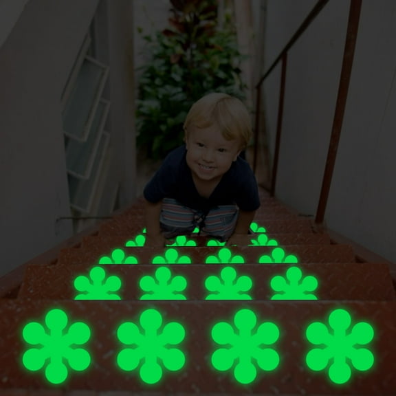 Warning Ground Steps Stairs Reflective Anti Slip Sheet Fluorescent Luminous Anti Slip Tape 20 Snowflakes 8 * 8Cm Glue Tape, 20X Wall Stickers 1X Shovel Adhesive Tape, Multi-color