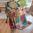 thumbnail image 4 of Floral Fleece Throw Blanket, Vibrant Color Boho Flowers Blossom Cozy Decor Throws for Sofa Bed Couch Chair or Dorm 40×50 inch, 4 of 6