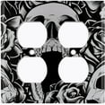thumbnail image 3 of Metal Light Switch Plate Outlet Cover Skull Rose Flower Gray SKL002, 3 of 13