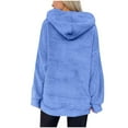 thumbnail image 6 of WMTBSRSW Women's Warm Winter Oversized Hoodies Fuzz Fleece Hoodie Sweatshirt Thermal Plush Sherpa Pullover with Kanga Pocket Blue X-Large, 6 of 9