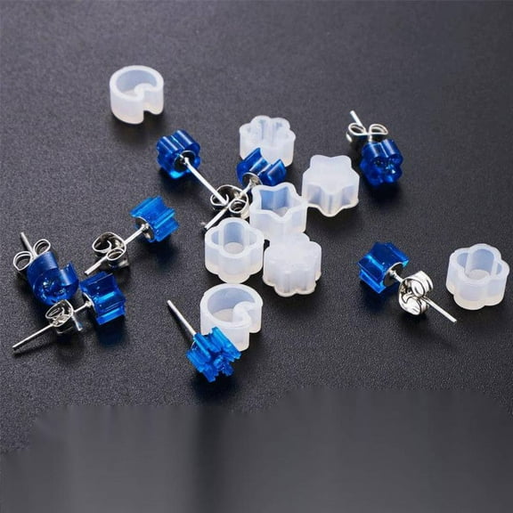 20 pc Silicone Molds Resin Casting Molds For UV Resin Epoxy Resin Jewelry Making Moon/Flower/Star White 8~8.5x7.5~8x5mm Inner size: 6mm