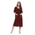 thumbnail image 2 of EFINNY Women's Elbow-Length Sleeve Housecoat Loose Zipper Front Nightgowns Plaid Full Length Robes Loungewear with Pockets S-XXL, 2 of 6