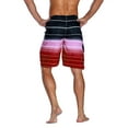 thumbnail image 3 of Nonwe Men's Beachwear Quick Dry Holiday Drawstring Striped Beach Shorts Red 28, 3 of 6