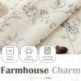 thumbnail image 5 of Floral Kitchen Curtains 24 Inch Linen Tier Curtains Farmhouse Cafe Half Window Drapes Over Sink Light Filtering for Living Room Laundry RV Rod Pocket 2 Panels Grey on Beige, 5 of 7