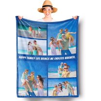 Customized Blankets with Photos Text for Fathers Mothers, Personalized Custom Wife Husband Flannel Fleece Blanket for Couch Sofa Bedroom Living Room - 30"×40"