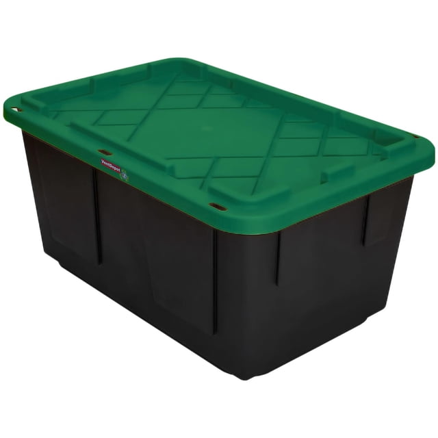 Caja BoxUpGreen 1Pza 102 Lt 77x52x38cm Apilable Polietileno Color Negro/Verde.