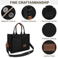 thumbnail image 4 of HMSHA Canvas Tote Bag with Multi Pockets Everything Tote for Women Church Bag Mommy Diapper Bag with Compartments, 4 of 6
