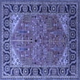 thumbnail image 1 of Ahgly Company Machine Washable Indoor Square Oriental Blue Industrial Area Rugs, 5' Square, 1 of 4