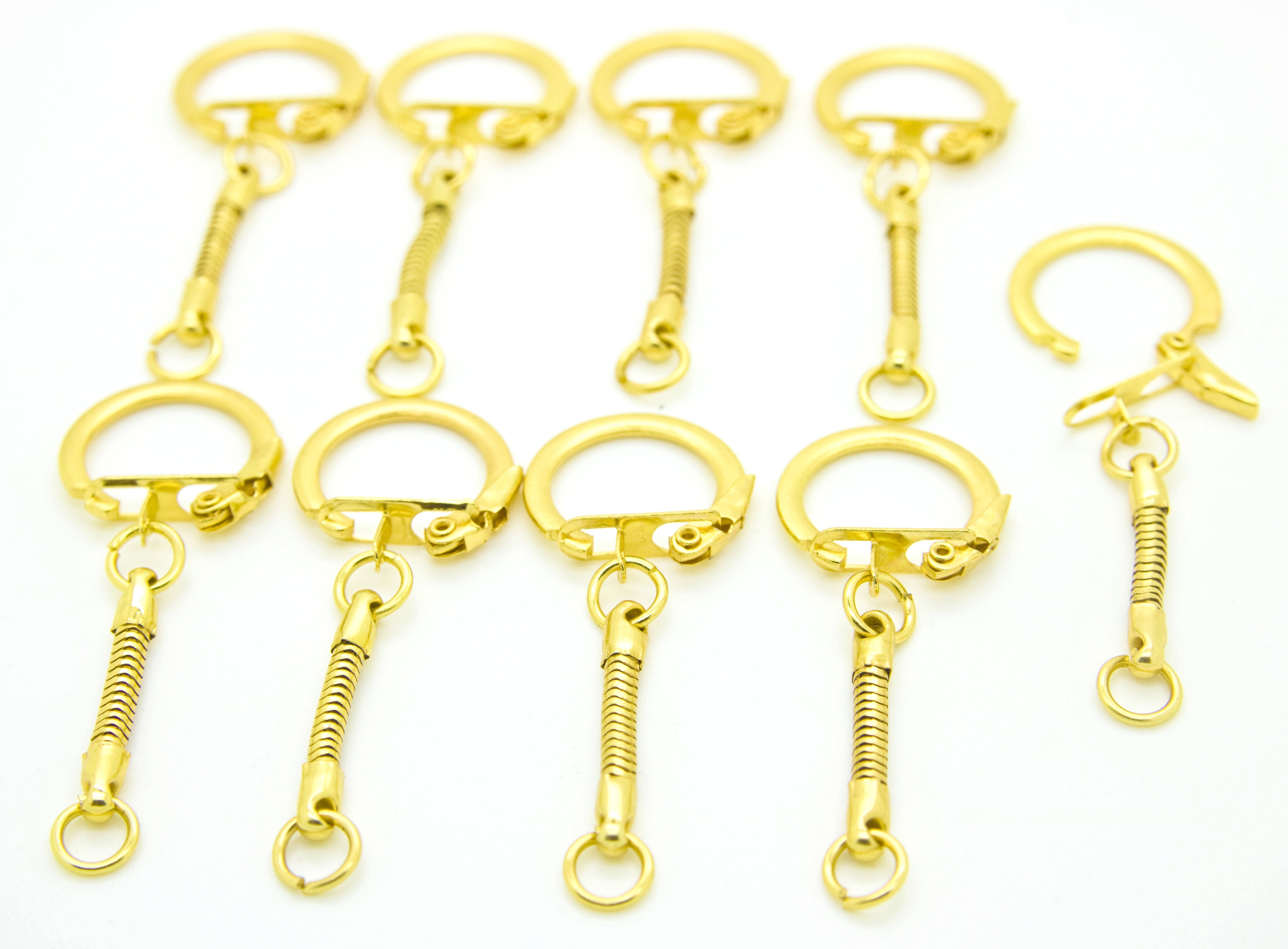 Gold Key Chains Snake Chain with Snap End and Jump Ring for Craft Findings - Pack of 1000