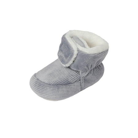 

Sanviglor Newborn Toddler Warm Boots Cartoon Socks Slippers Plush Lined Ankle Boot Indoor Non-slip Lightweight Stay On Sock Comfortable Magic Tape Winter Bootie Gray 4C